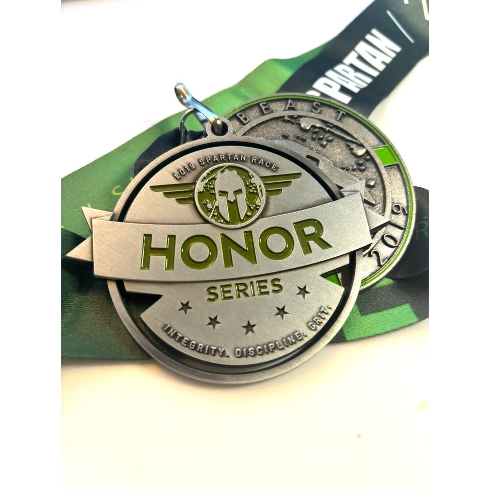 2019 Spartan Beast Honor Series & Beast Finisher Medal Set w/ Original Ribbon